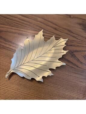 Vintage Solid Brass Gold Leaf Dish